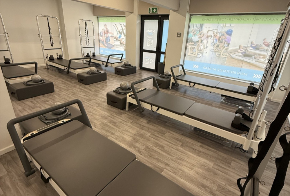 The space includes six pilates reformers with pilates towers attached for a whole body workout (Credit: Lucy Brydon) The space includes six pilates reformers with pilates towers attached for a whole body workout (Credit: Lucy Brydon)