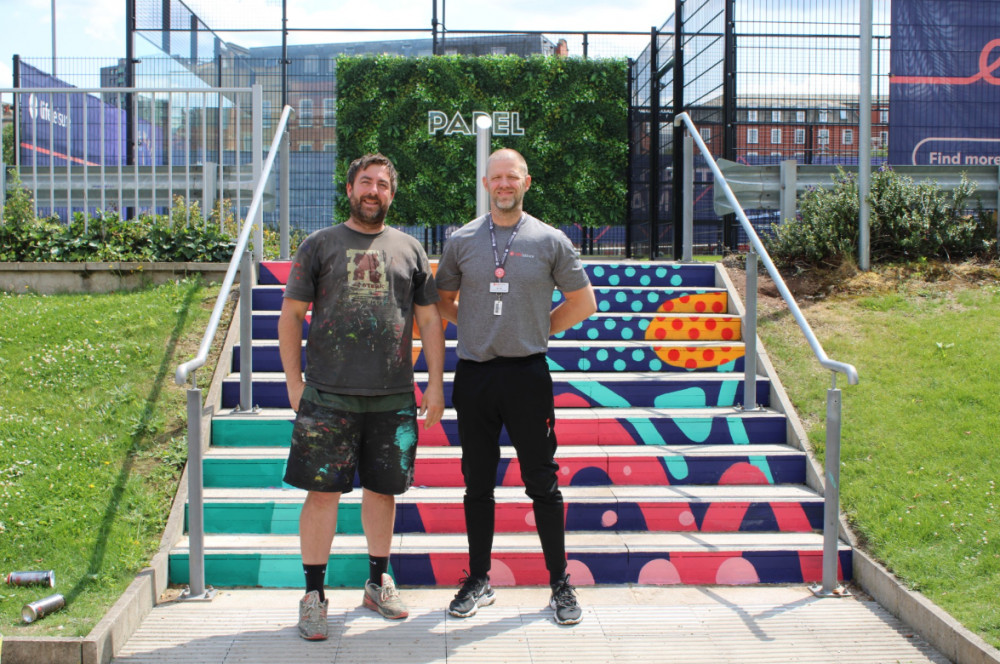 A new mural leading up to the steps of Life Leisure Grand Central in Stockport town centre is now finished 