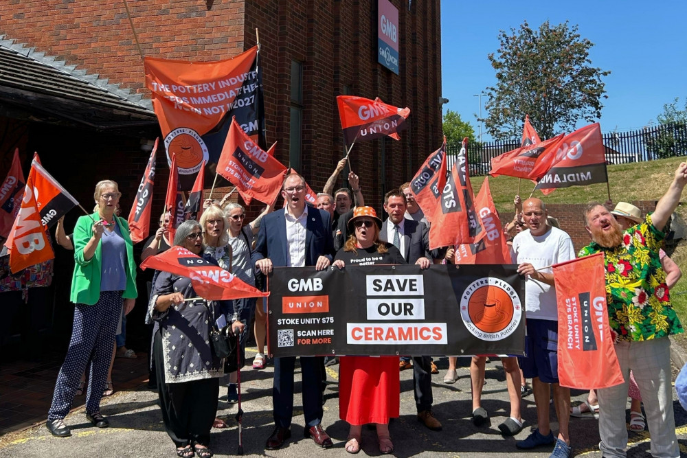 Pottery workers in Stoke-on-Trent call on government to help with gas prices. (LDRS) Pottery workers in Stoke-on-Trent call on government to help with gas prices. (LDRS)