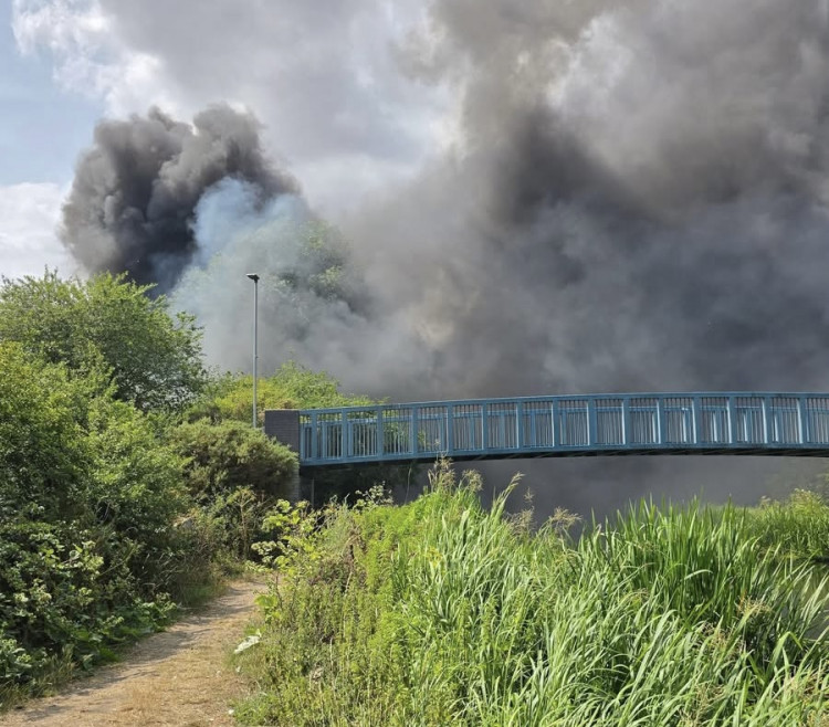 Onlookers have reported smoke from the nature reserve to the canal path. (Credit: Will Wilkinson)