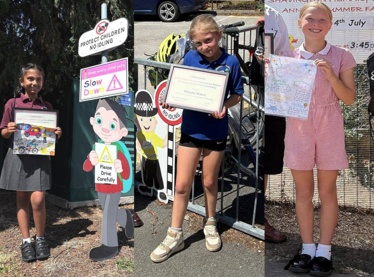 Competition winners: Ipshita Singh (Monks Coppenhall Academy), Phoebe Willett (Wistaston Church Lane Academy) and Phoebe Clark (Shavington Primary School) (Supplied).