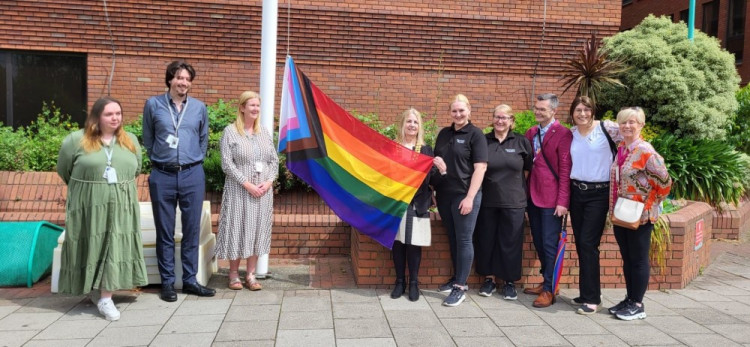 The Progress Pride flag raised by former mayor Cllr Kairen Raper last year. 