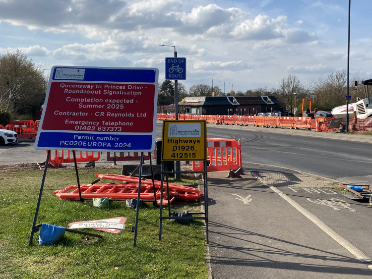 Roadworks continue around Queensway near Warwick and Leamington Spa (image by Nub News)