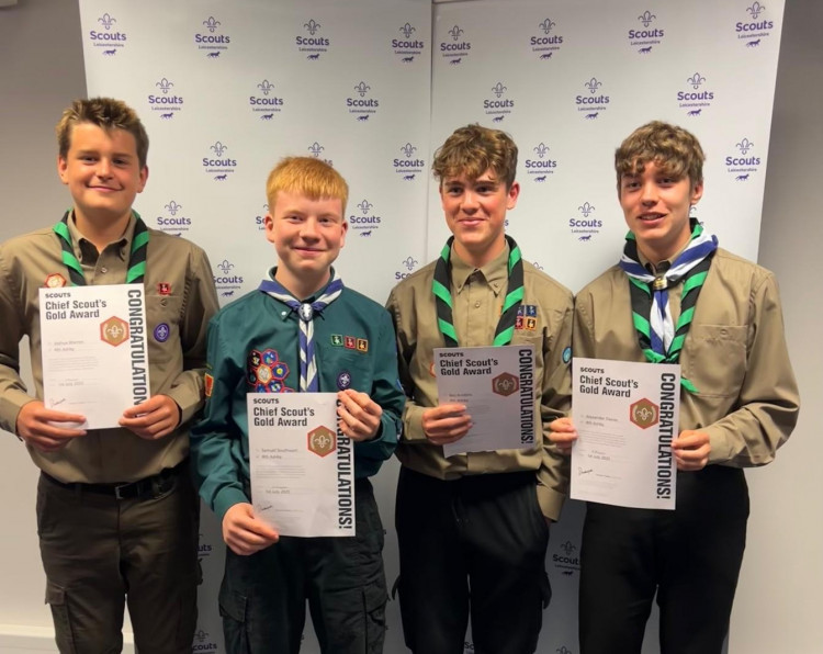 Four Ashby Scouts receive Chief Scout's Gold Award (Photo: Nikki Davies)