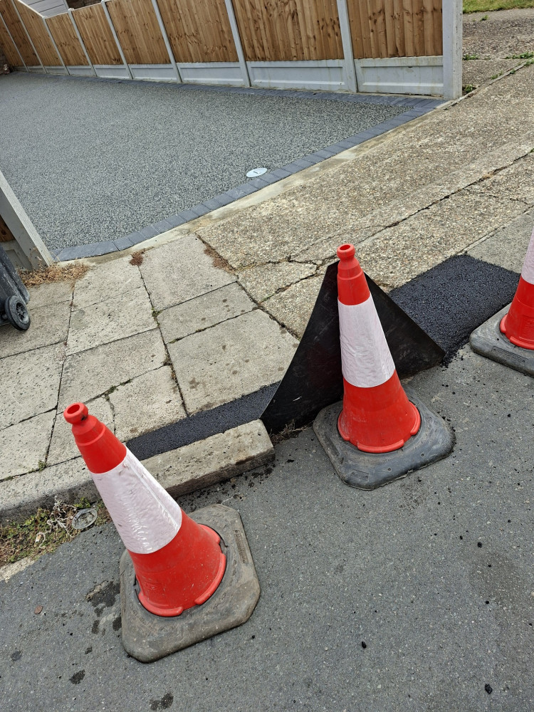 The bodged repair on Holst Avenue. 
