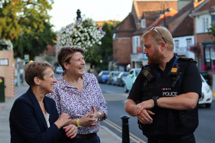 Sarah Dyke with Clare Moody and Simon Lancey (Supplied) 