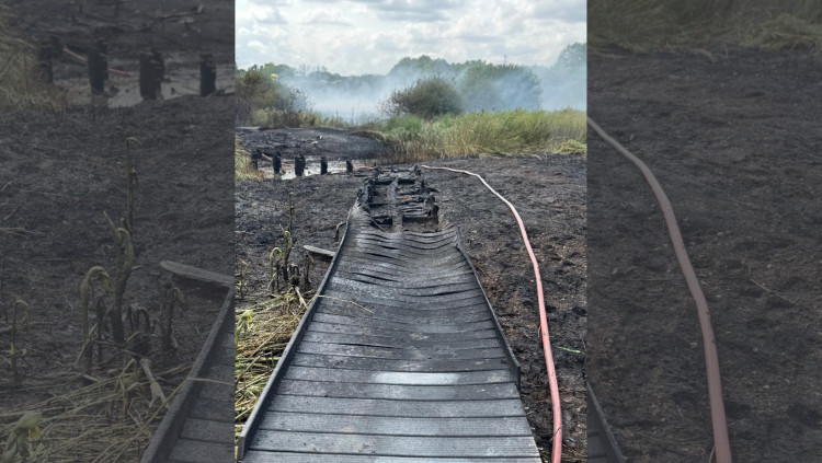 The community-funded boardwalks at the reserve have been entirely destroyed. (Credit: Essex County Fire & Rescue Service)