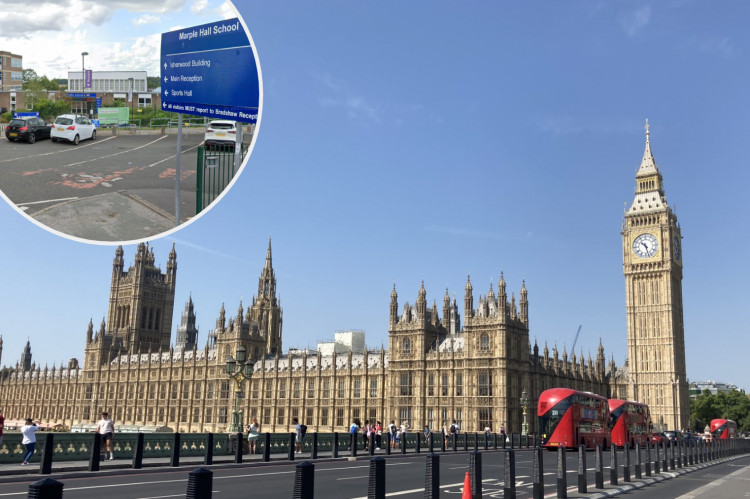 Marple Hall School's under-15 girls' team recently won the  English Schools' FA Cup final - their achievements have been recognised in the House of Commons (Images - main: Nub News / inset: Google Maps)