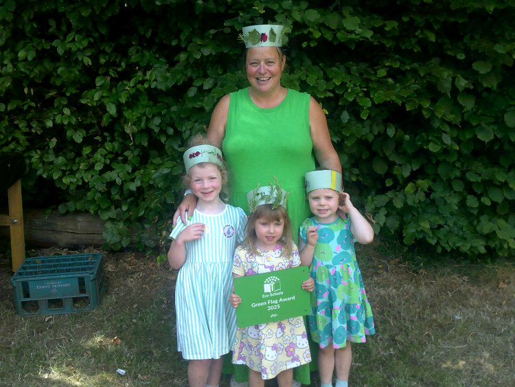 Children and staff celebrated by wearing green and making natural crowns