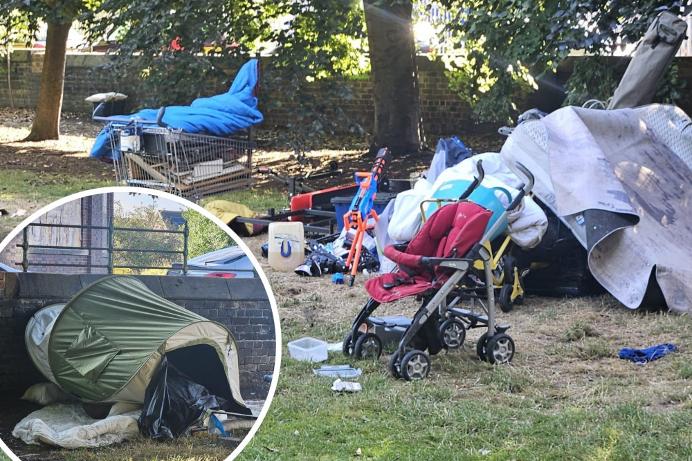 A rough sleeper camp at Stoke Minster has been shut down. (Staffordshire Police) A rough sleeper camp at Stoke Minster has been shut down. (Staffordshire Police)