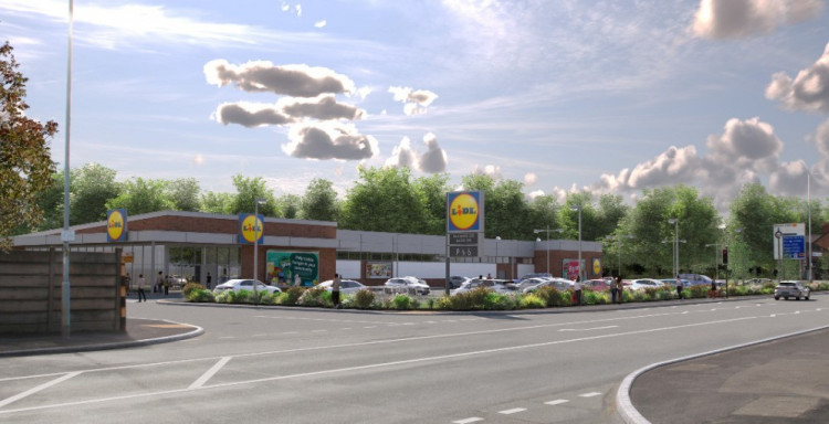 An image of a proposed Lidl store in Cheadle Heath, Stockport (Image - Lidl / Royal Pilgrim Communications)
