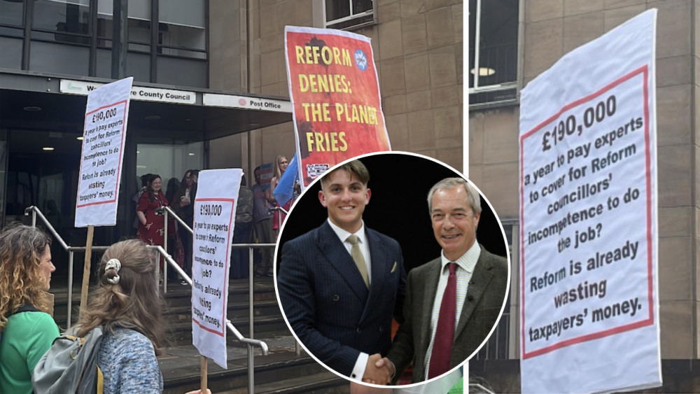 Anti-Reform demonstrators greeted Warwickshire's candidates ahead of today's vote at Shire Hall Anti-Reform demonstrators greeted Warwickshire's candidates ahead of today's vote at Shire Hall