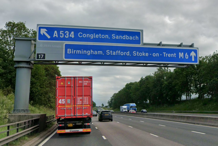 The M6 is the worst road for speeding in Cheshire (Credit: Google Maps)