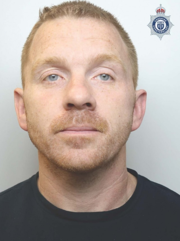 Gary Beamon, 39, of Rainbow Blinds, West Street, has been sentenced to three years in prison and handed a lifetime restraining order (Cheshire Police).