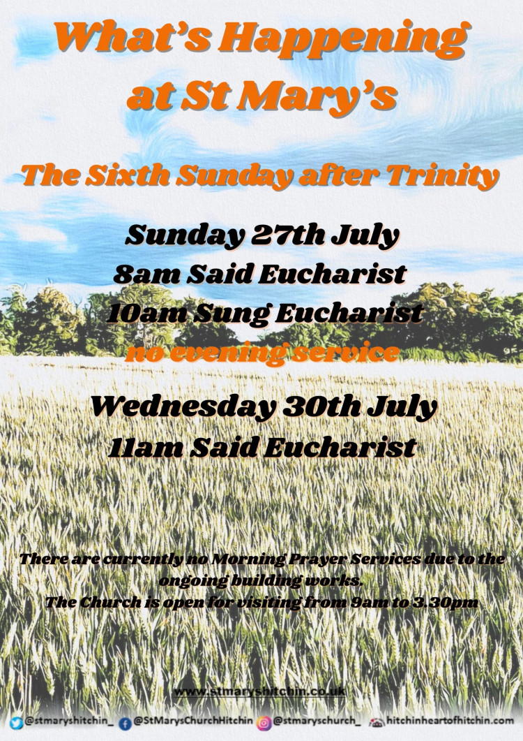 St Mary's Church Services and Opening times this week