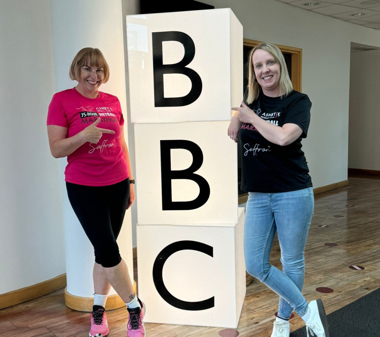 Ashby Netball get interviewed by the BBC following reaching the finals of the Make a Difference Awards (Photo: Carla Garey)