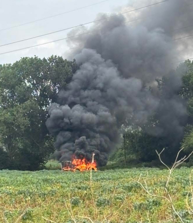 The fire affected overhead power lines.