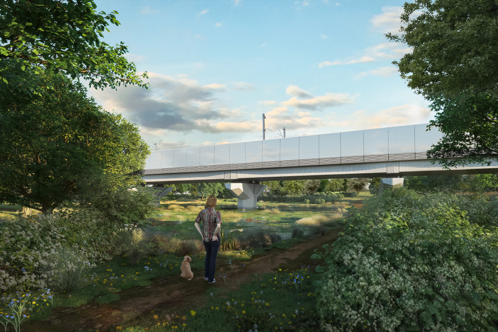 HS2 was given planning permission for the viaduct in 2023 (image via HS2)