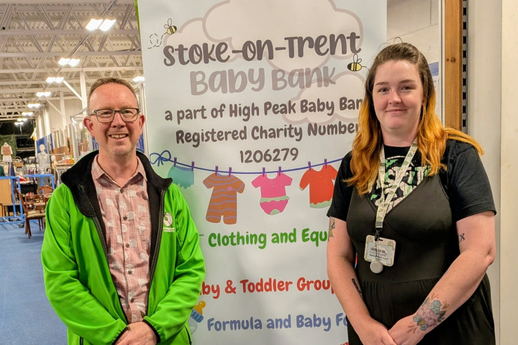 John Webbe Executive Lead at Emmaus North Staffs and Kirsty Jackson, founder of Stoke Baby Bank. (Supplied)