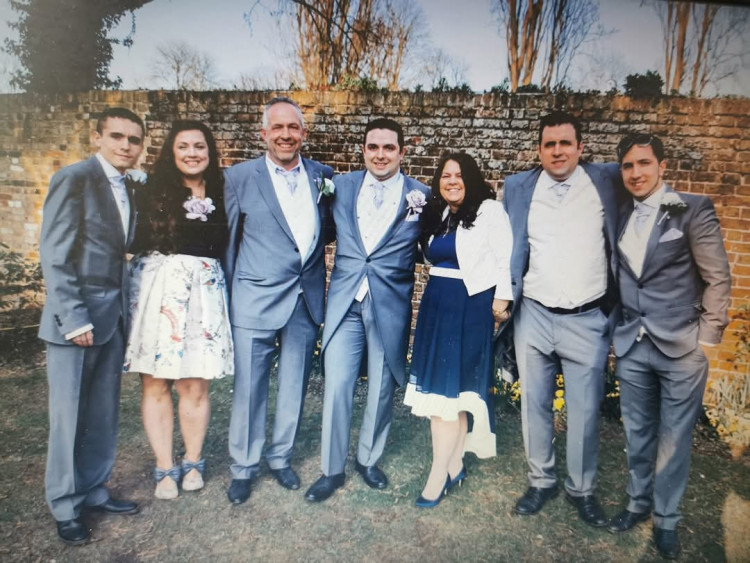 Steve (third from left) with Luke (on Steve's right) and their family.