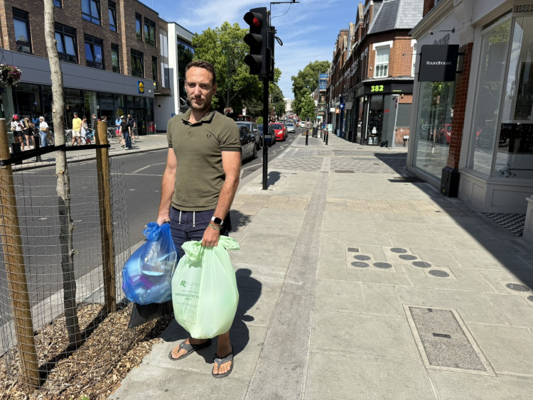 Leon Wright returned from his honeymoon to find a penalty notice from Richmond Council for putting bins out too early (credit: SWNS).
