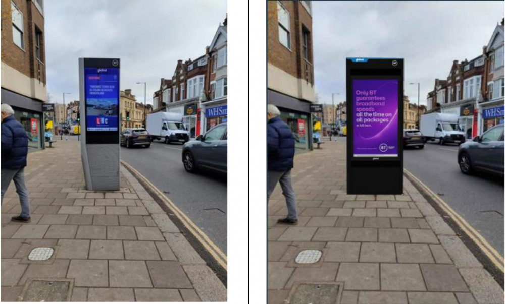 The existing screen to the left and the proposed new screen on the right (image via planning application)