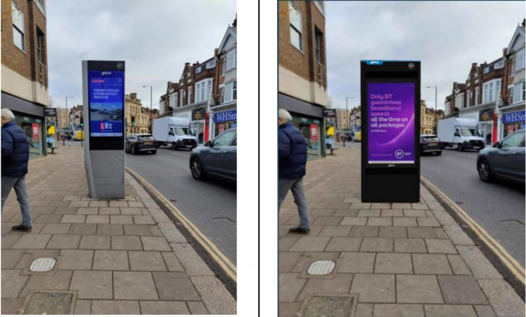 The existing screen to the left and the proposed new screen on the right (image via planning application)
