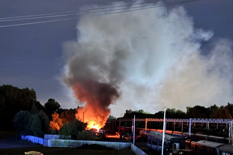 Fire crews are tackling another blaze close to the railway line in Stoke-on-Trent. (Supplied)