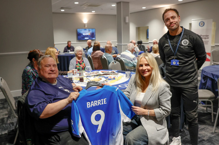 Coronation Street star Vicky Myers visited Edgeley Park to meet Barrie Clayton - a superfan of both County and Corrie (Image - Stockport County)
