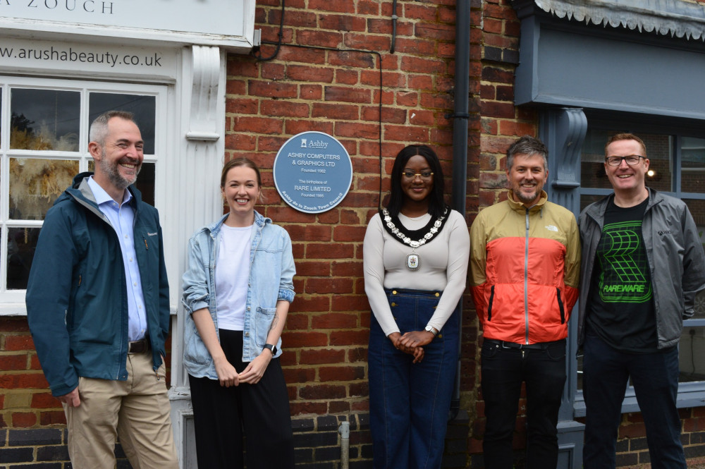 Ashby Town Council celebrate Rare Games' 40th Anniversary with a blue heritage plaque (Photo: Ashby Town Council)