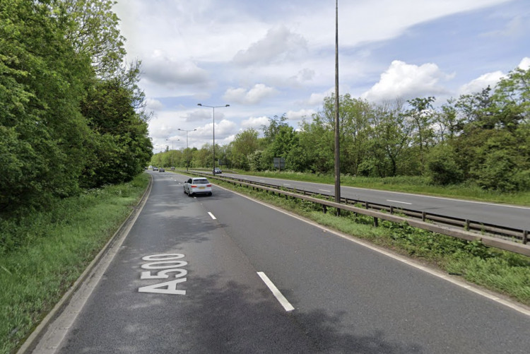 A stretch of the A500 is shut this afternoon following a lorry fire. (Google)