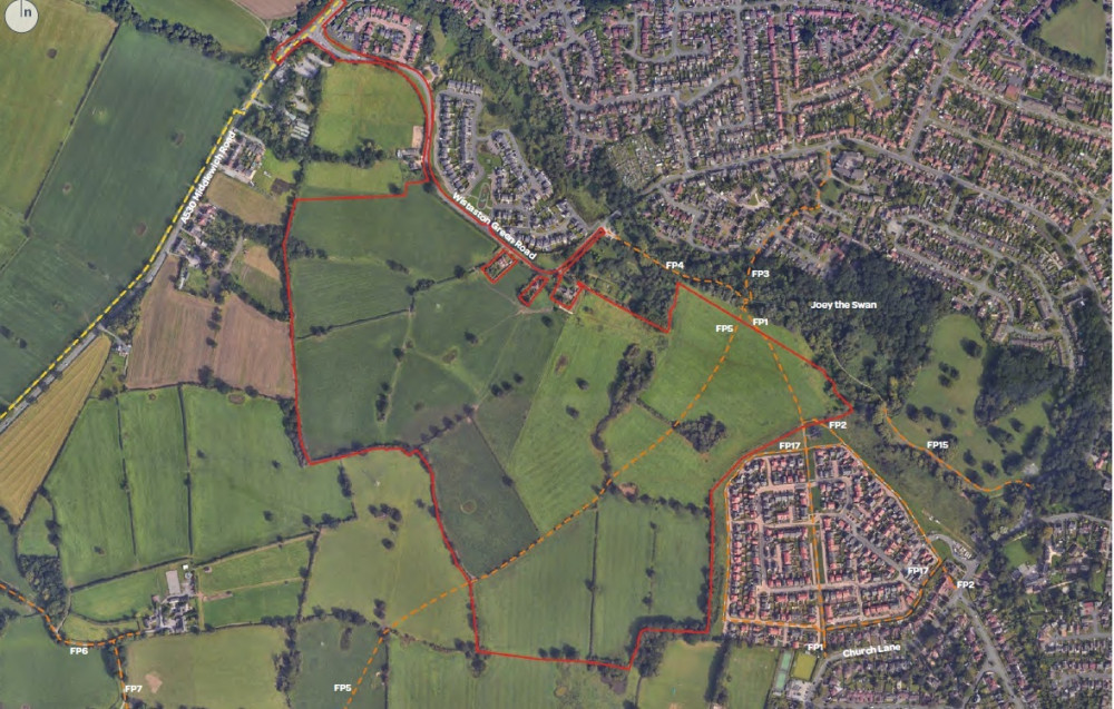 Crewe 660 Home Application Site (From Planning Docs) The application site is to the east of Middlewich Road at Wistaston (Turley, from planning docs)