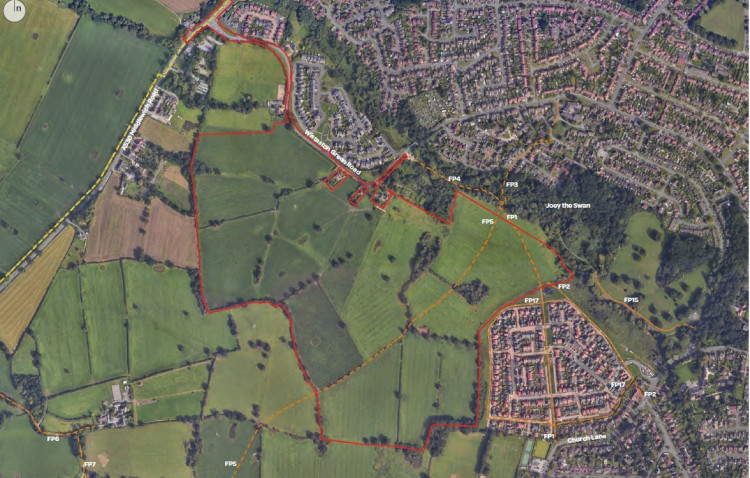 Crewe 660 Home Application Site (From Planning Docs) The application site is to the east of Middlewich Road at Wistaston (Turley, from planning docs)
