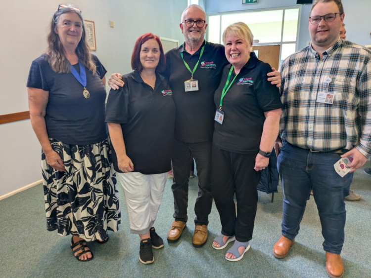Liz Bedson (second from left) saw her fifth group, Holmes Chapel Stroke Survivors Speech and Language Support Group, open at Holmes Chapel Methodist Church. (Photo: Nub News)