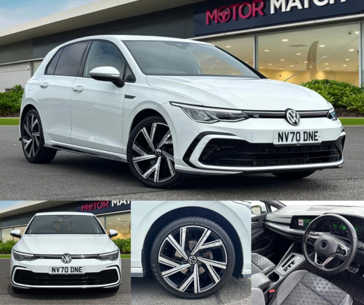 This superb Volkswagen Golf R-Line comes finished in the sleek Pure White gloss paint (Image via: Swansway)