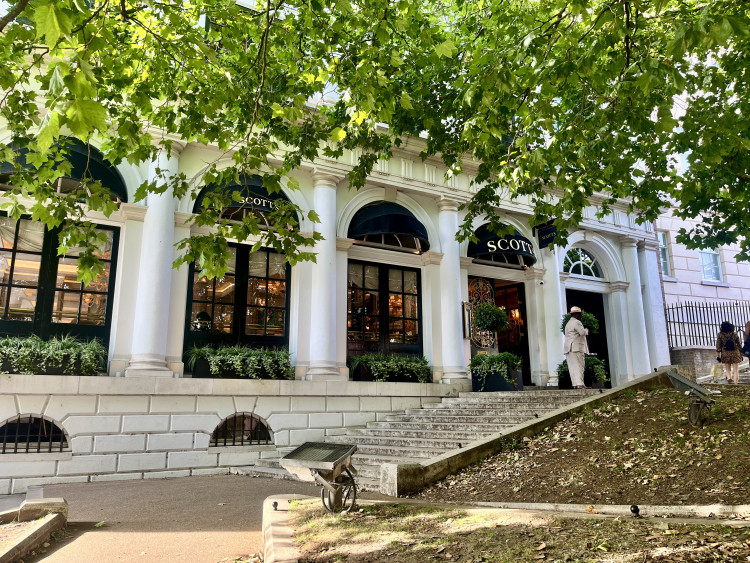 Luxury seafood restaurant Scott’s seeks council approval for polished brass sign and logo flag overlooking the Thames (credit: Planning application).