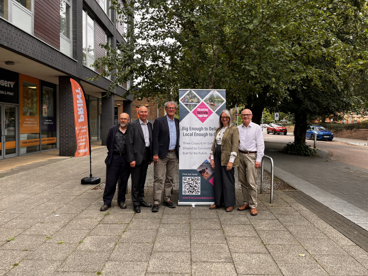 From left to right, Cllr Andrew Stringer, Cllr John Ward, Cllr Cliff Waterman, Cllr Caroline Topping, and Cllr Neil MacDonald.