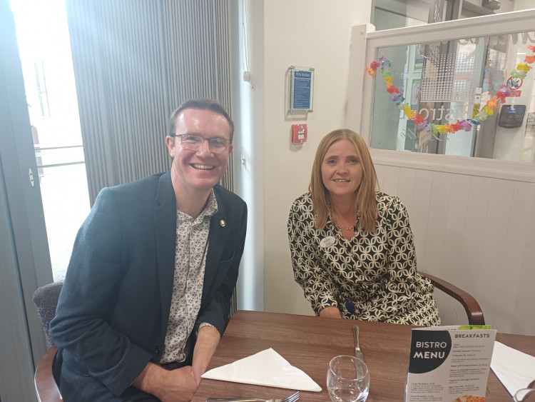 MP Tim Roca with Belong Macclesfield's general manager, Cheryl Davies (Credit: Belong)
