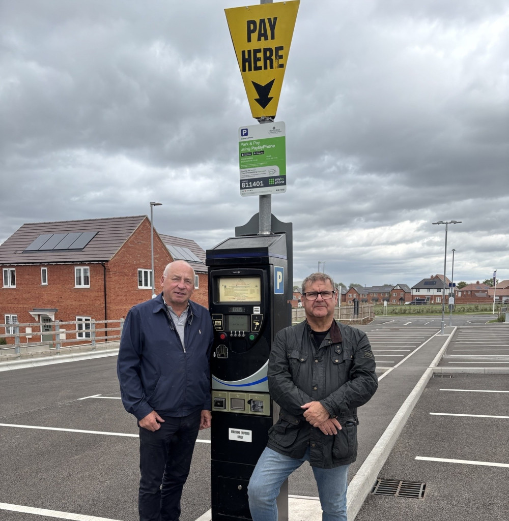 Cllr Murrae Blair Park and Peter Moult pushed for the car park to include a payment machine (Photo: Ashby Labour Group)