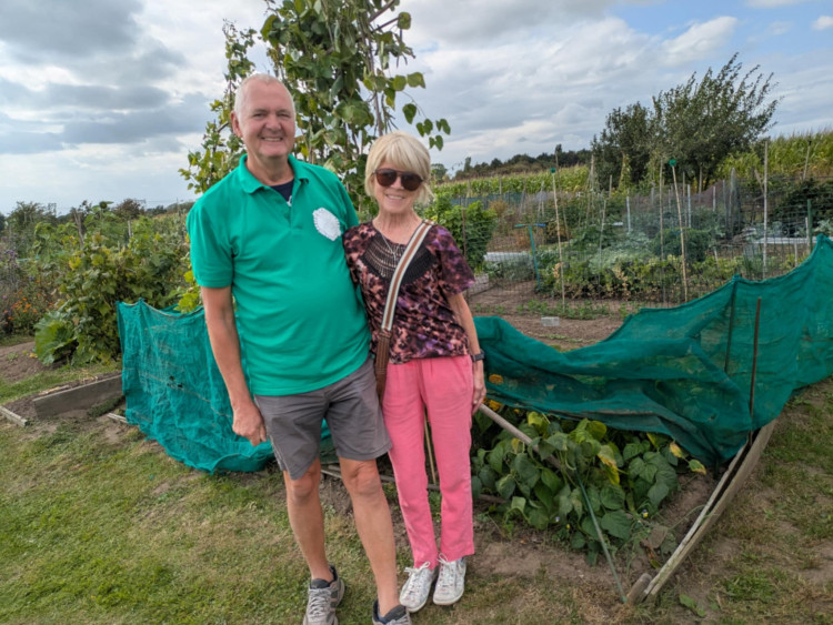 Sandbach Allotment Society chairman, Ian Spreadbury and his wife Wendy in front of their allotment. (Photos: Nub News)