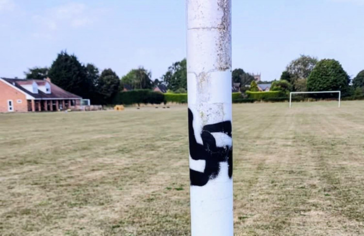 On Wednesday 13 August, a Wrenbury resident was horrified to see the Nazi emblem daubed on the field at Wrenbury Recreation Club, Nantwich Road (Wrenbury & District Village Voice).