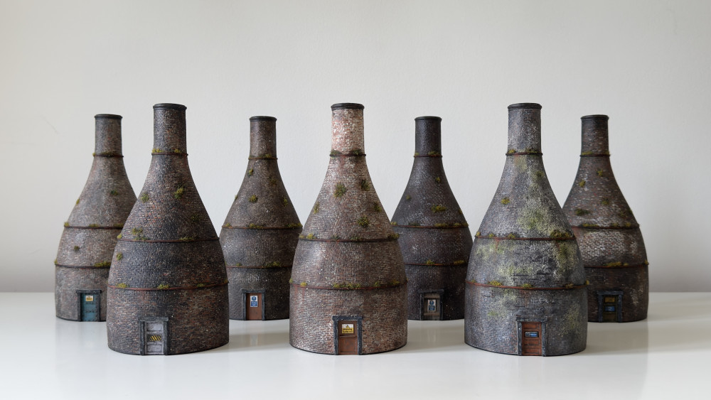 Group of miniature bottle kilns by artist Chris Twigg. (Supplied)