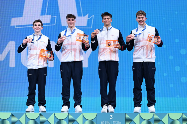 Richmond Gymnastics Association’s Senior Men’s Acrobatic Group secured a historic World Games bronze in its 65th anniversary year (credit: British Gymnastics).