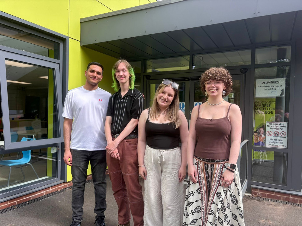 (left to right) Marple Sixth Form College students Mohammad Matin Maddah, Michael Blamey, Kate Redshaw and Charley Dean (Image - Marple Sixth Form College)