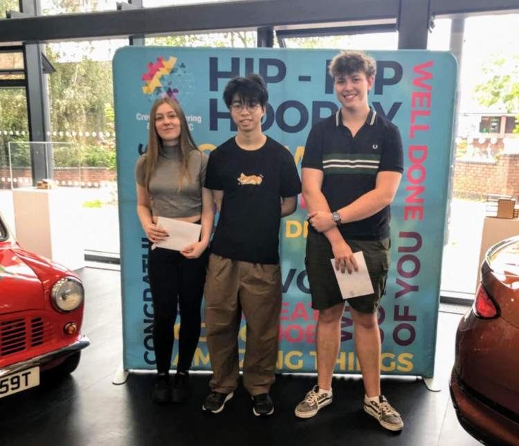 Graduating Crewe Engineering and Design UTC T-Level students, Jess, Jack and Cedric (Supplied).