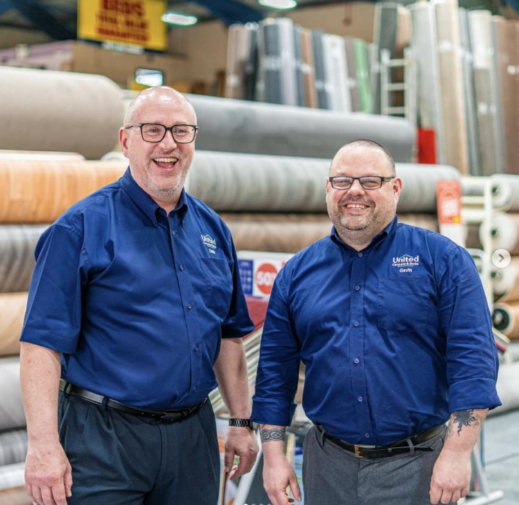Owner and manager at United Carpets, Eddie Davies, with assistant manager, Gavin Chesters, who have run the store since 2010 (Discover Crewe).
