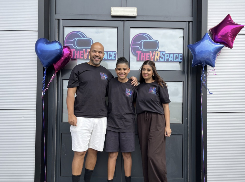 David, Leuan and Manjit Checkly at The VR Space which opens today (Friday 15 August)(image supplied)