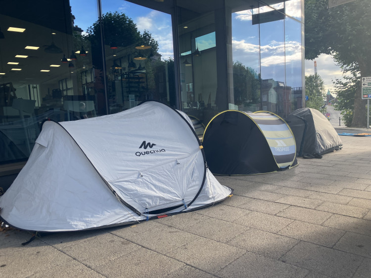 People who were living in tents outside the Stockport Homes headquarters have been moved on (Image - Declan Carey LDRS)