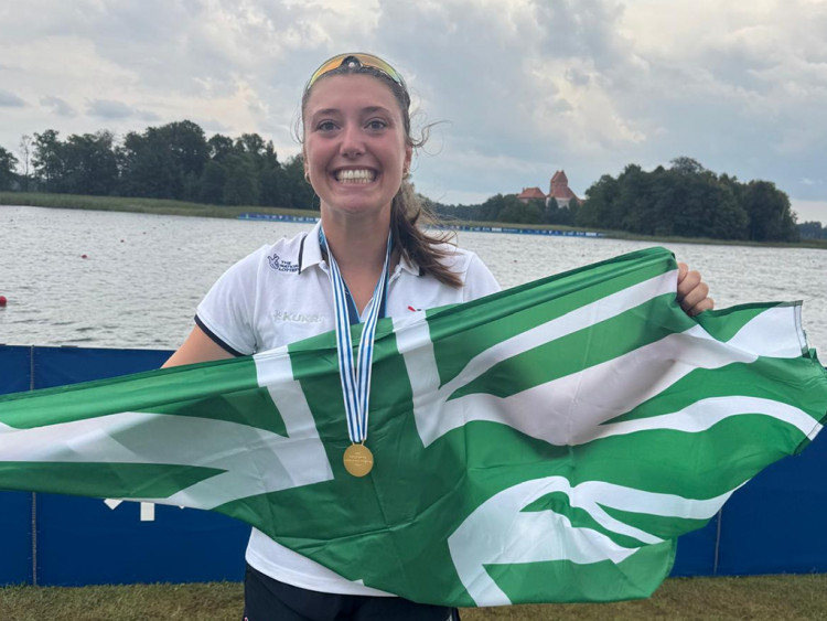 Former Kew House School rower Charlotte Taylor-Aubery struck gold with Team GB in the U19 Women’s Eight at the World Rowing Championships (credit: Kew House School).