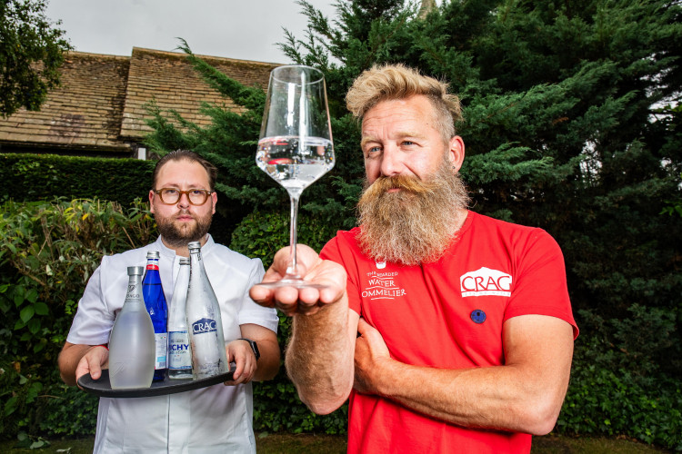 Joe Rawlins and Doran Binder have teamed up to create a bottled water menu for La Popote in Marton (Credit: SWNS)